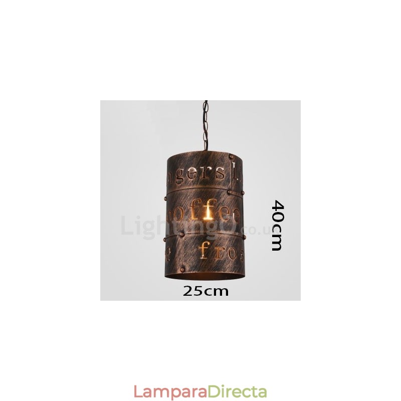 Lámpara colgante retro vintage de 1 luz para cafetería o casa.