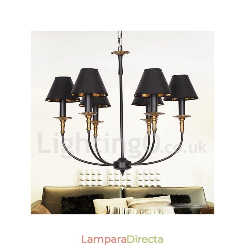 Lámpara de araña rústica retro contemporánea de 6 luces