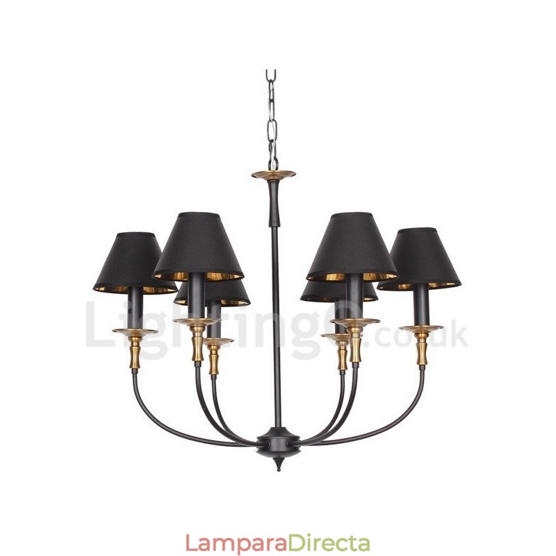 Lámpara de araña rústica retro contemporánea de 6 luces