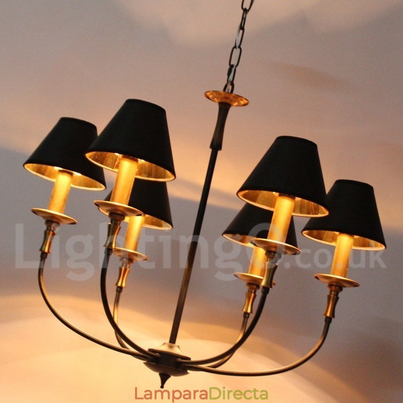 Lámpara de araña rústica retro contemporánea de 6 luces