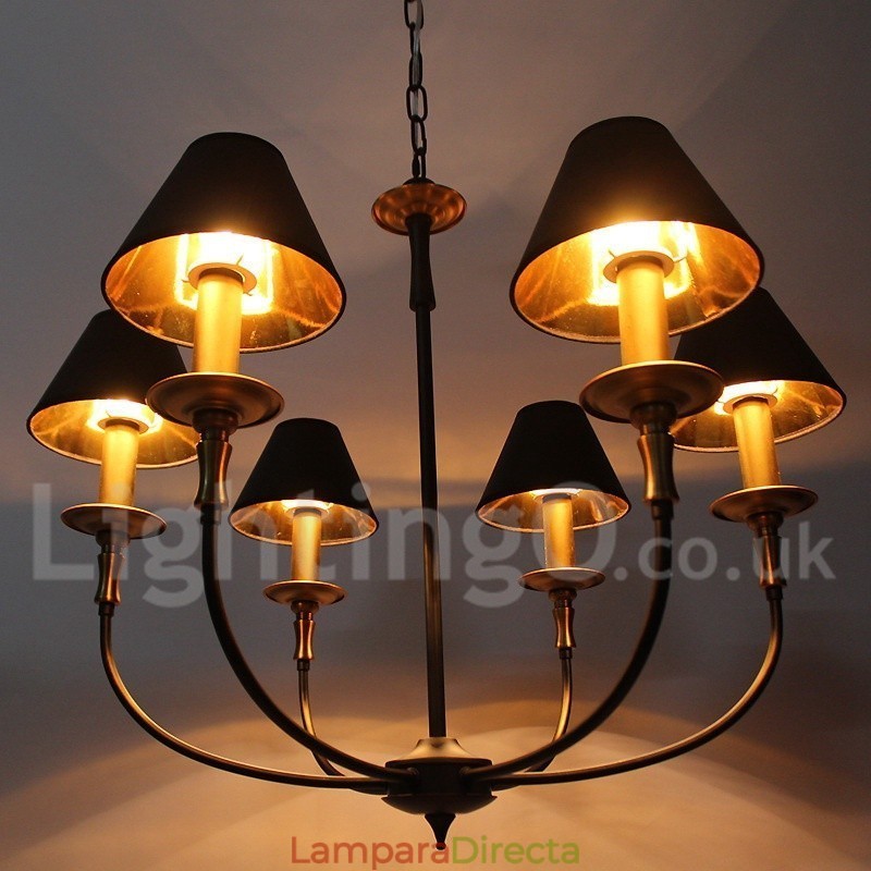 Lámpara de araña rústica retro contemporánea de 6 luces