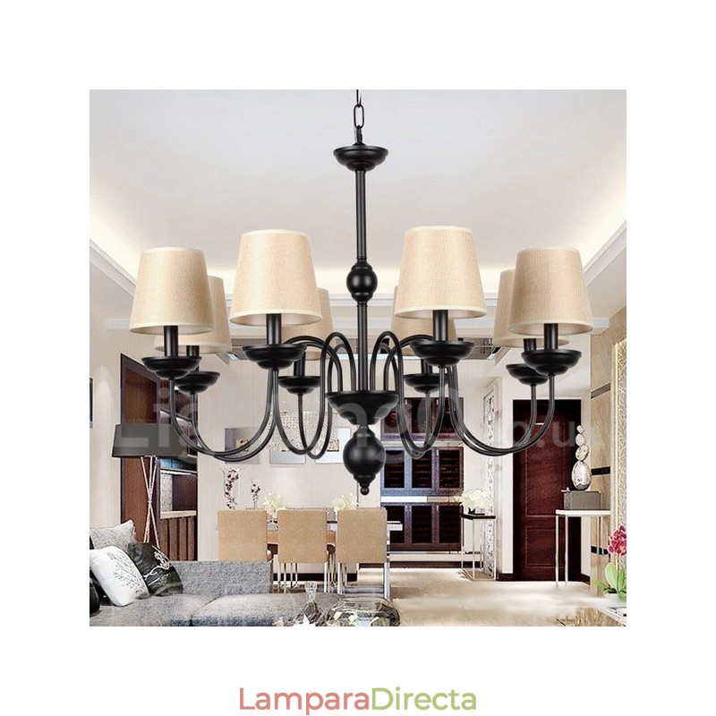 Lámpara de araña rústica retro contemporánea de 8 luces