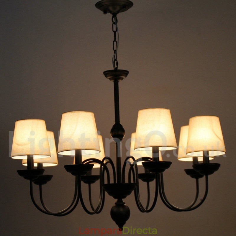Lámpara de araña rústica retro contemporánea de 8 luces