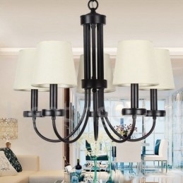 Lámpara de araña contemporánea retro de 5 luces estilo vela negra