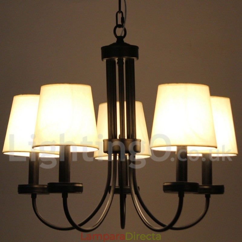 Lámpara de araña contemporánea retro de 5 luces estilo vela negra