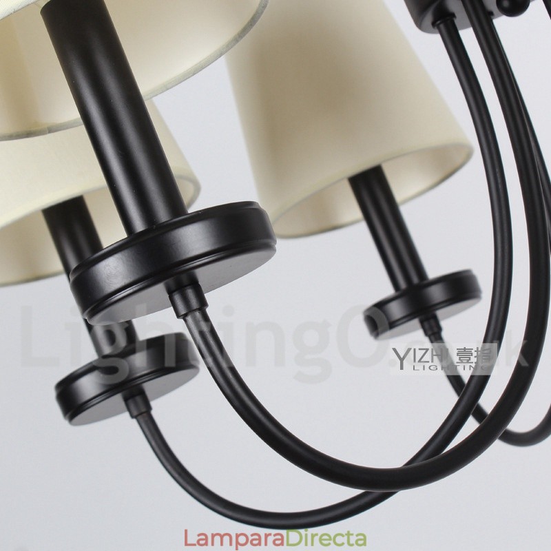 Lámpara de araña contemporánea retro de 5 luces estilo vela negra
