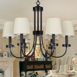Lámpara de araña contemporánea retro de 6 luces estilo vela negra