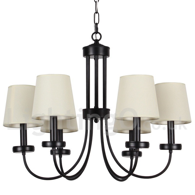 Lámpara de araña contemporánea retro de 6 luces estilo vela negra