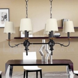 Lámpara de araña rústica retro de 6 luces estilo vela negra