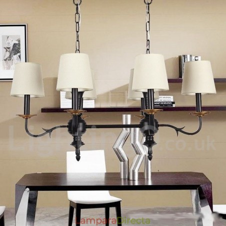 Lámpara de araña rústica retro de 6 luces estilo vela negra Lámpara de araña rústica retro de 6 luces estilo vela negra