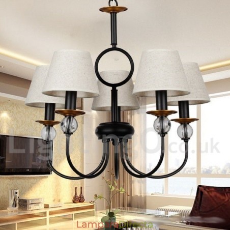 Lámpara de araña de 5 luces rústica, retro, estilo mediterráneo, contemporánea, estilo vela, color negro Lámpara de araña de 5 luces rústica, retro, estilo mediterráneo, contemporánea, estilo vela, color negro