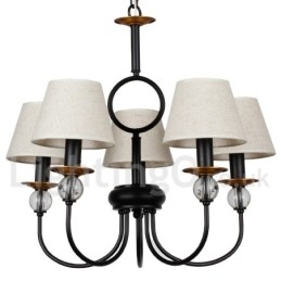 Lámpara de araña de 5 luces rústica, retro, estilo mediterráneo, contemporánea, estilo vela, color negro