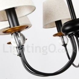Lámpara de araña de 5 luces rústica, retro, estilo mediterráneo, contemporánea, estilo vela, color negro