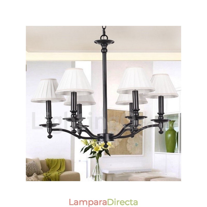 Lámpara de araña rústica retro de 6 luces