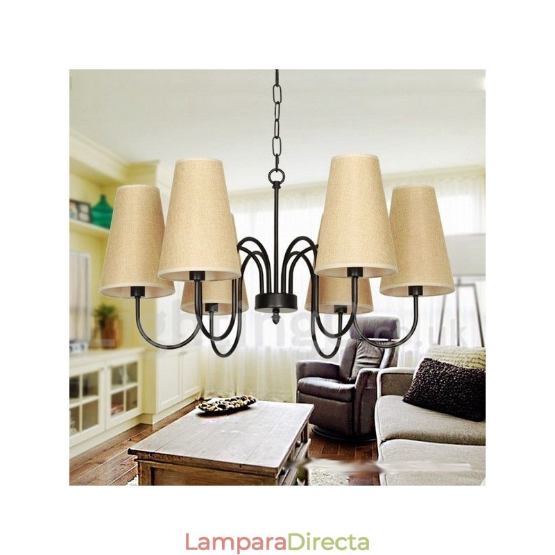 Lámpara de araña estilo vela retro contemporáneo de 6 luces