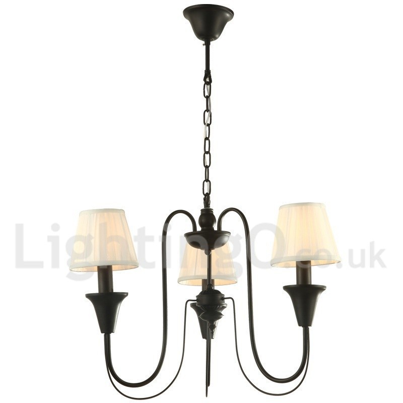 Lámpara de araña estilo vela retro negra de 3 luces