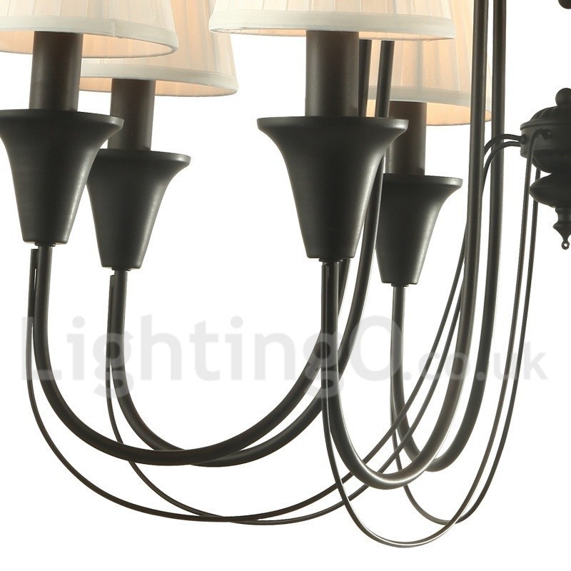 Lámpara de araña estilo vela retro negra de 3 luces