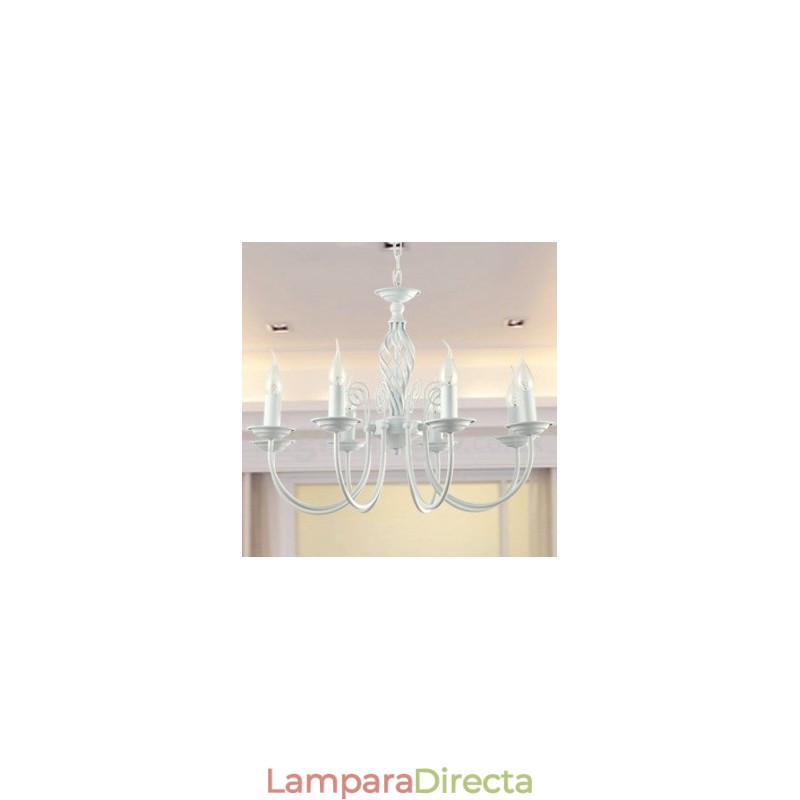 Lámpara de araña contemporánea estilo retro blanco de 8 luces