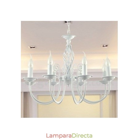 Lámpara de araña contemporánea estilo retro blanco de 8 luces Lámpara de araña contemporánea estilo retro blanco de 8 luces