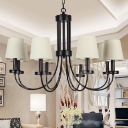 Lámpara de araña contemporánea retro de 8 luces estilo vela negra