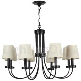 Lámpara de araña contemporánea retro de 8 luces estilo vela negra