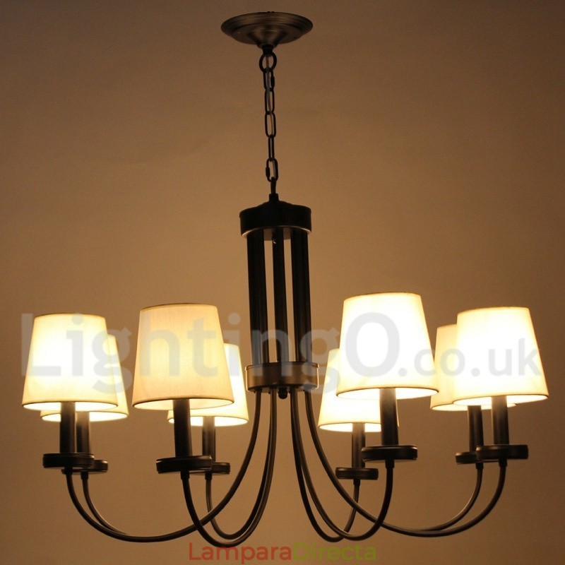 Lámpara de araña contemporánea retro de 8 luces estilo vela negra