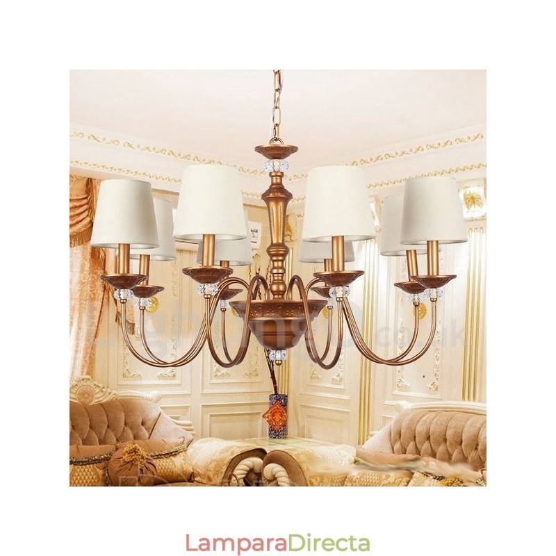 Lámpara de araña estilo vela retro de 8 luces