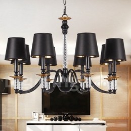 Lámpara de araña estilo vela retro negra de 8 luces