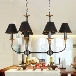 Lámpara de araña estilo vela retro contemporáneo de 6 luces