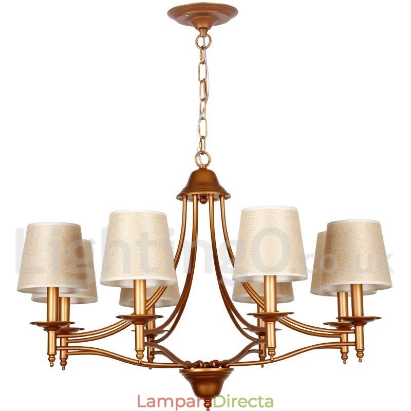 Lámpara de araña rústica estilo mediterráneo retro de 8 luces
