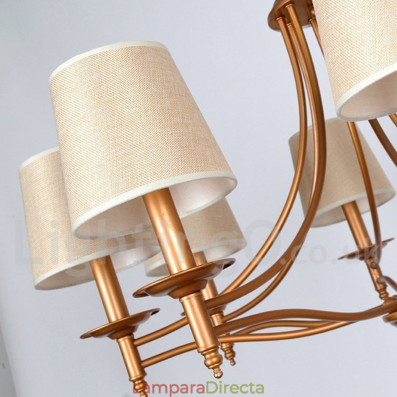 Lámpara de araña rústica estilo mediterráneo retro de 8 luces