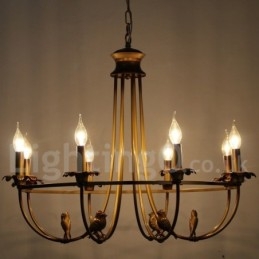 Lámpara de araña rústica estilo retro con 8 luces