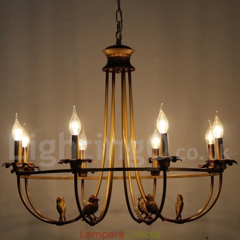 Lámpara de araña rústica estilo retro con 8 luces