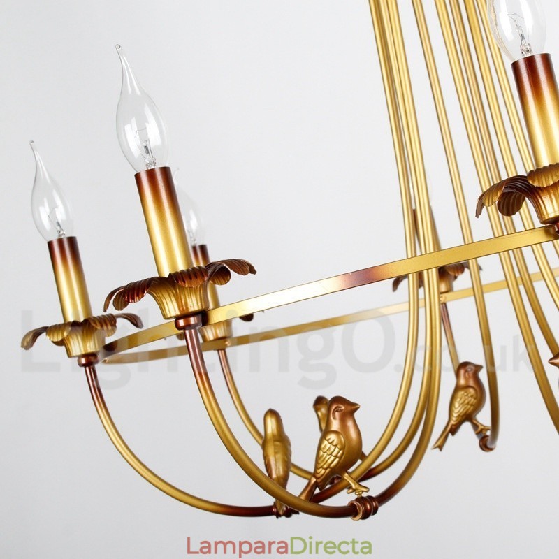 Lámpara de araña rústica estilo retro con 8 luces