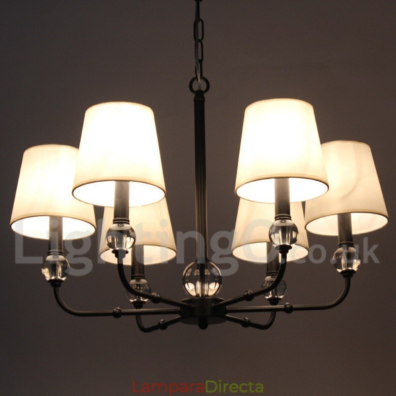 Lámpara de araña rústica retro contemporánea de 6 luces