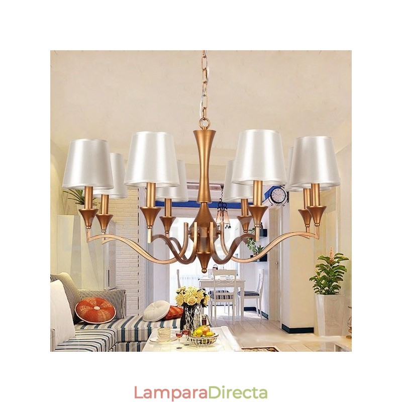Lámpara de araña estilo vela de 8 luces