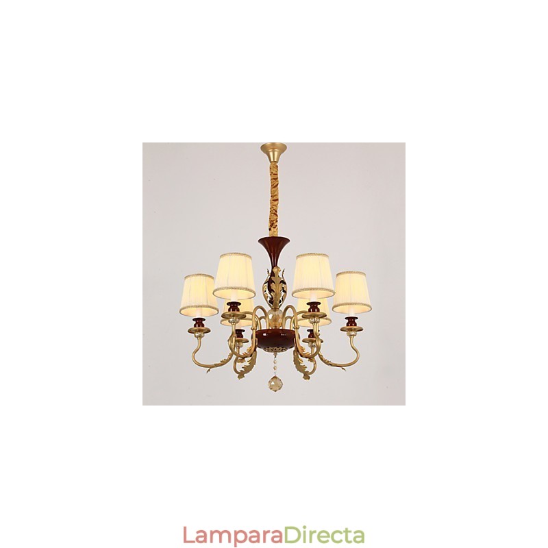 Lámpara de araña de cristal de 6 luces con pintura de moda de metal