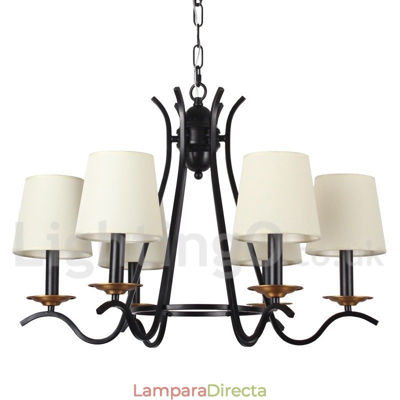 Lámpara de araña contemporánea retro de 6 luces en color negro