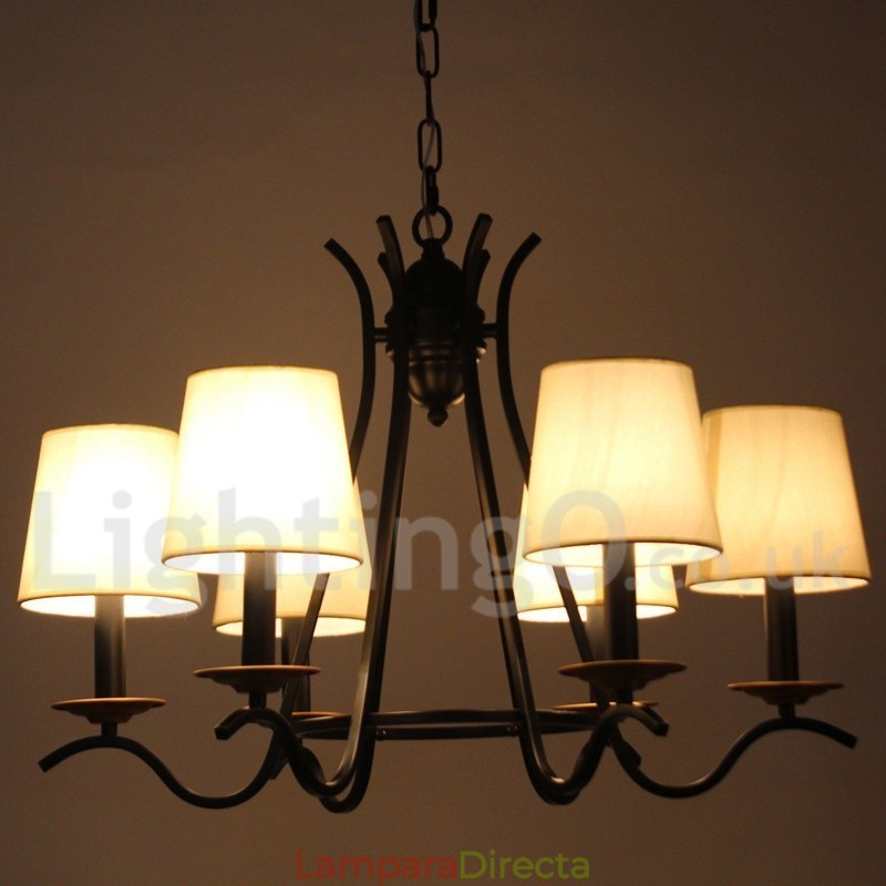 Lámpara de araña contemporánea retro de 6 luces en color negro