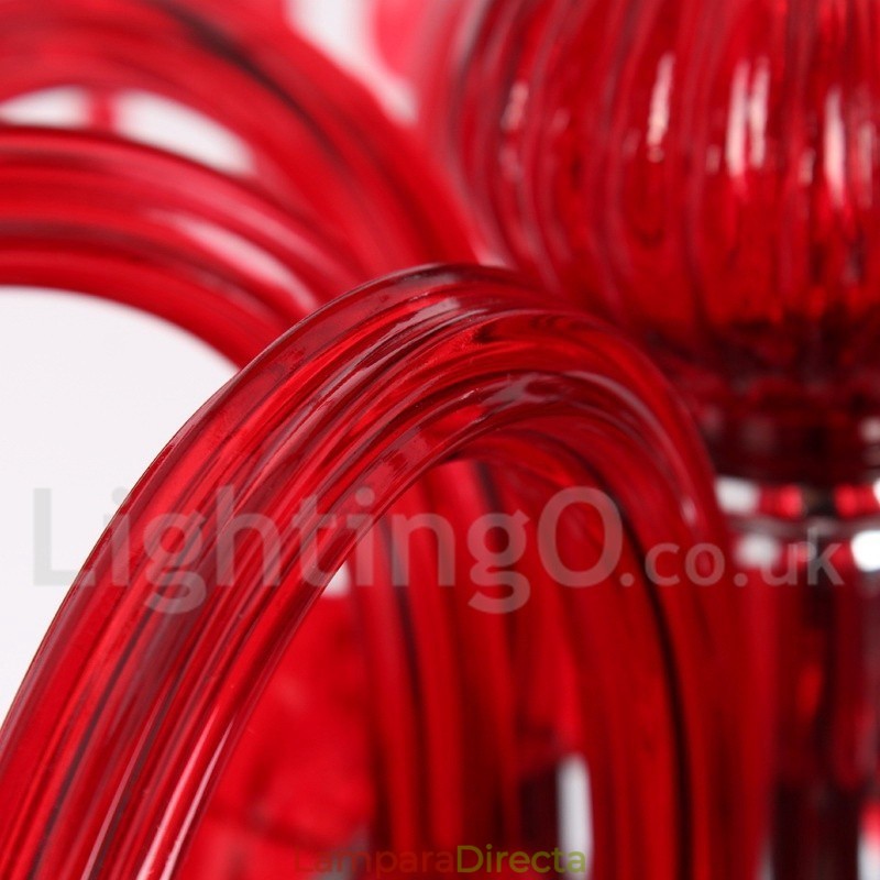 Lámpara de araña estilo vela de cristal K9 rojo de 3 luces