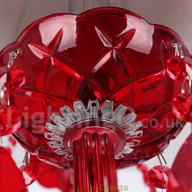 Lámpara de araña estilo vela de cristal K9 rojo de 3 luces