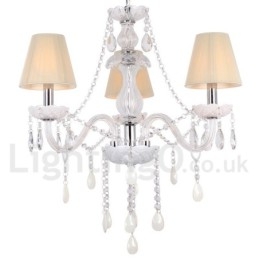 Lámpara de araña estilo vela de cristal K9 blanco de 3 luces