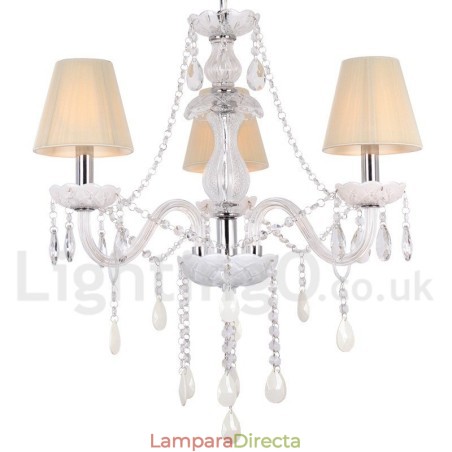 Lámpara de araña estilo vela de cristal K9 blanco de 3 luces Lámpara de araña estilo vela de cristal K9 blanco de 3 luces