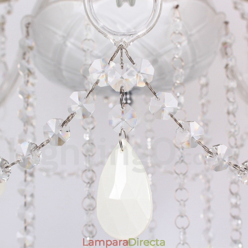 Lámpara de araña estilo vela de cristal K9 blanco de 3 luces