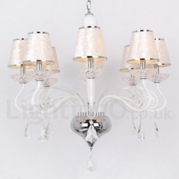 Lámpara de araña contemporánea de cristal K9 de 8 luces blancas estilo vela