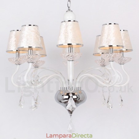 Lámpara de araña contemporánea de cristal K9 de 8 luces blancas estilo vela Lámpara de araña contemporánea de cristal K9 de 8 luces blancas estilo vela