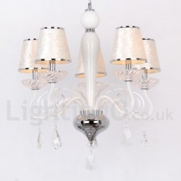 Lámpara de araña contemporánea de cristal K9 de 5 luces blancas estilo vela