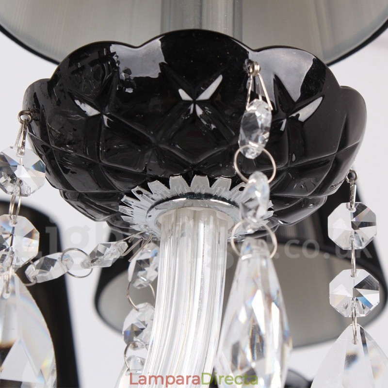 Lámpara de araña contemporánea de 8 luces estilo vela de cristal K9 cepillado negro