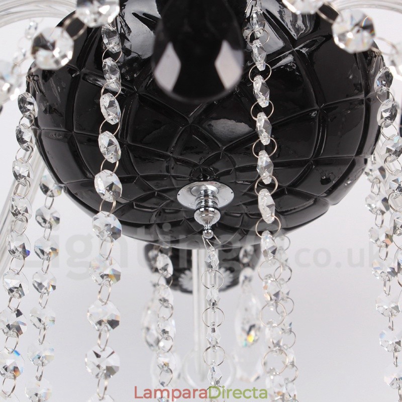 Lámpara de araña contemporánea de 8 luces estilo vela de cristal K9 cepillado negro