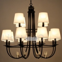 Lámpara de araña de 12 luces estilo mediterráneo, estilo rústico contemporáneo, estilo vela, color negro retro